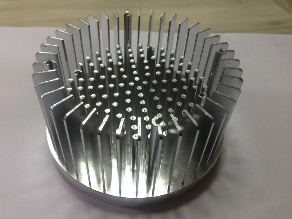 China Factory Anodized Silver Pure Aluminum Cold Forging Electric Products Thermal Solution Pin Fin Heat Sink with CNC Milling Drilling